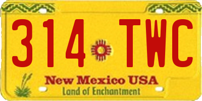 NM license plate 314TWC