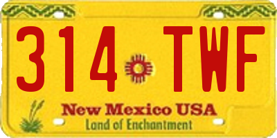 NM license plate 314TWF