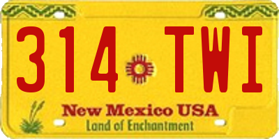 NM license plate 314TWI