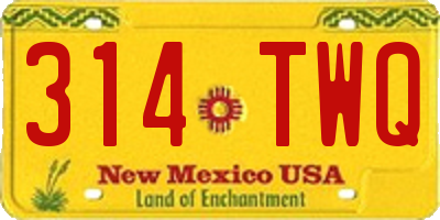 NM license plate 314TWQ