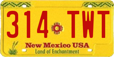 NM license plate 314TWT