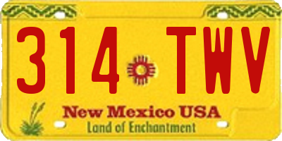 NM license plate 314TWV