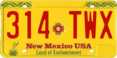 NM license plate 314TWX