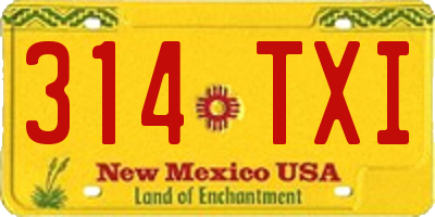 NM license plate 314TXI
