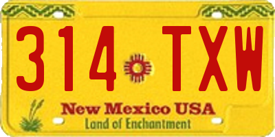 NM license plate 314TXW