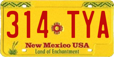 NM license plate 314TYA