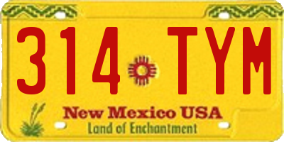 NM license plate 314TYM