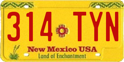NM license plate 314TYN