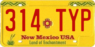 NM license plate 314TYP