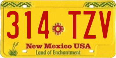 NM license plate 314TZV