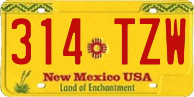 NM license plate 314TZW