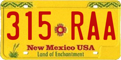 NM license plate 315RAA