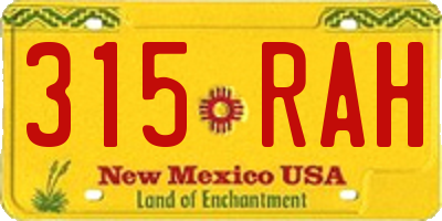 NM license plate 315RAH