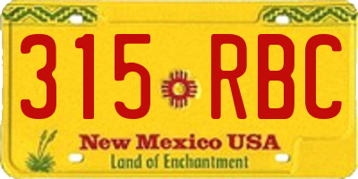 NM license plate 315RBC