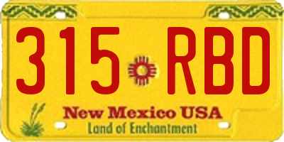 NM license plate 315RBD