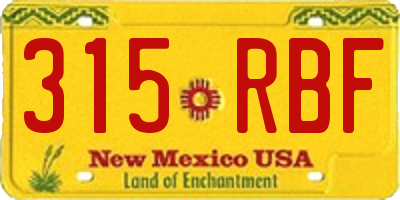 NM license plate 315RBF