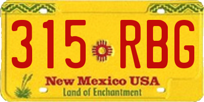 NM license plate 315RBG
