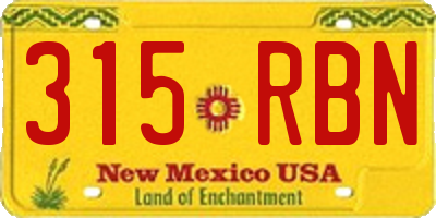 NM license plate 315RBN