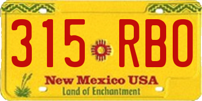 NM license plate 315RBO