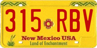 NM license plate 315RBV