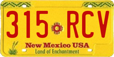 NM license plate 315RCV