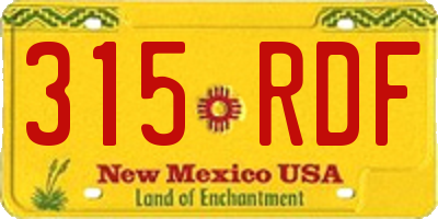 NM license plate 315RDF