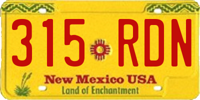 NM license plate 315RDN