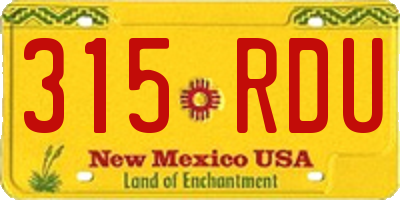 NM license plate 315RDU