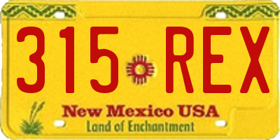 NM license plate 315REX