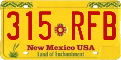 NM license plate 315RFB