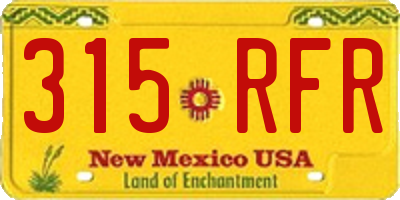 NM license plate 315RFR