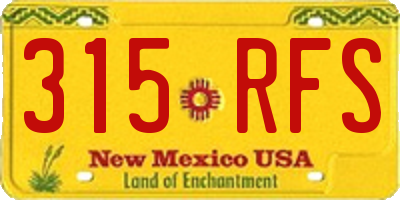 NM license plate 315RFS