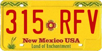 NM license plate 315RFV