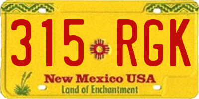 NM license plate 315RGK