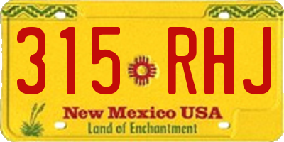 NM license plate 315RHJ