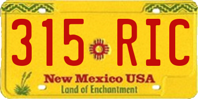 NM license plate 315RIC