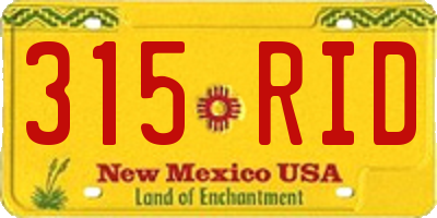 NM license plate 315RID