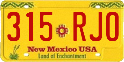 NM license plate 315RJO