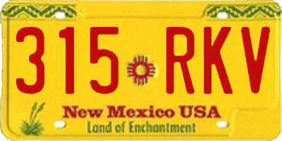 NM license plate 315RKV