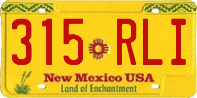 NM license plate 315RLI