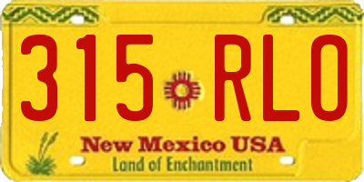 NM license plate 315RLO