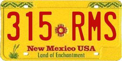 NM license plate 315RMS