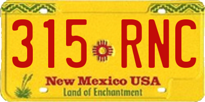 NM license plate 315RNC