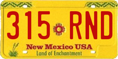 NM license plate 315RND