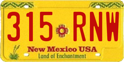 NM license plate 315RNW