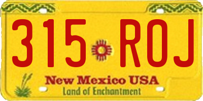 NM license plate 315ROJ