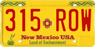NM license plate 315ROW