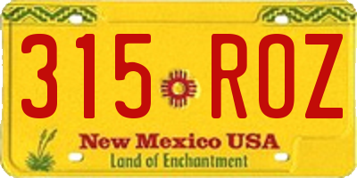 NM license plate 315ROZ
