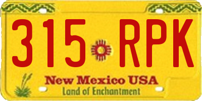 NM license plate 315RPK