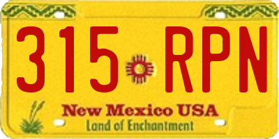 NM license plate 315RPN